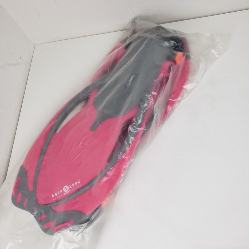 Aqua Lung Sport Adult Open Heel Snorkeling Fins Pink Grey L/XL 9-13 D1002064